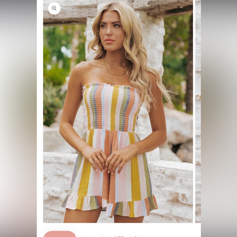 Stripped Strapless Romper